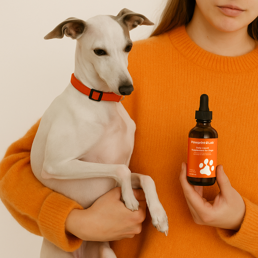 Pawprint Protocol Senior Dog Supplement 2026 Pawprint Protocol dog longevity supplement bottle on sandy beach