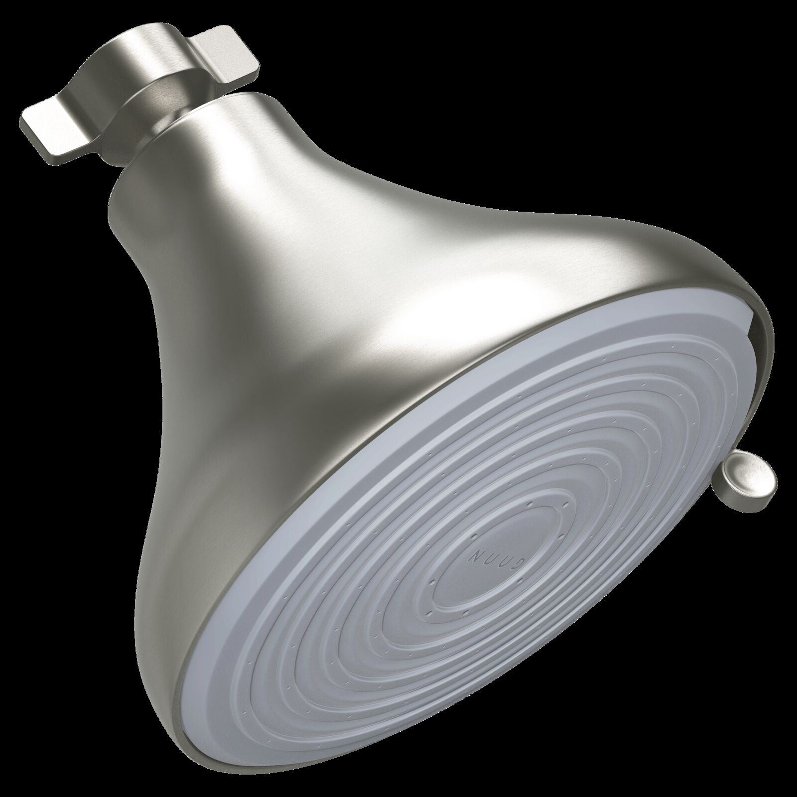 NUUD Showerhead Brushed Nickel 2026 NUUD showerhead in Brushed Nickel finish for modern bathroom aesthetics