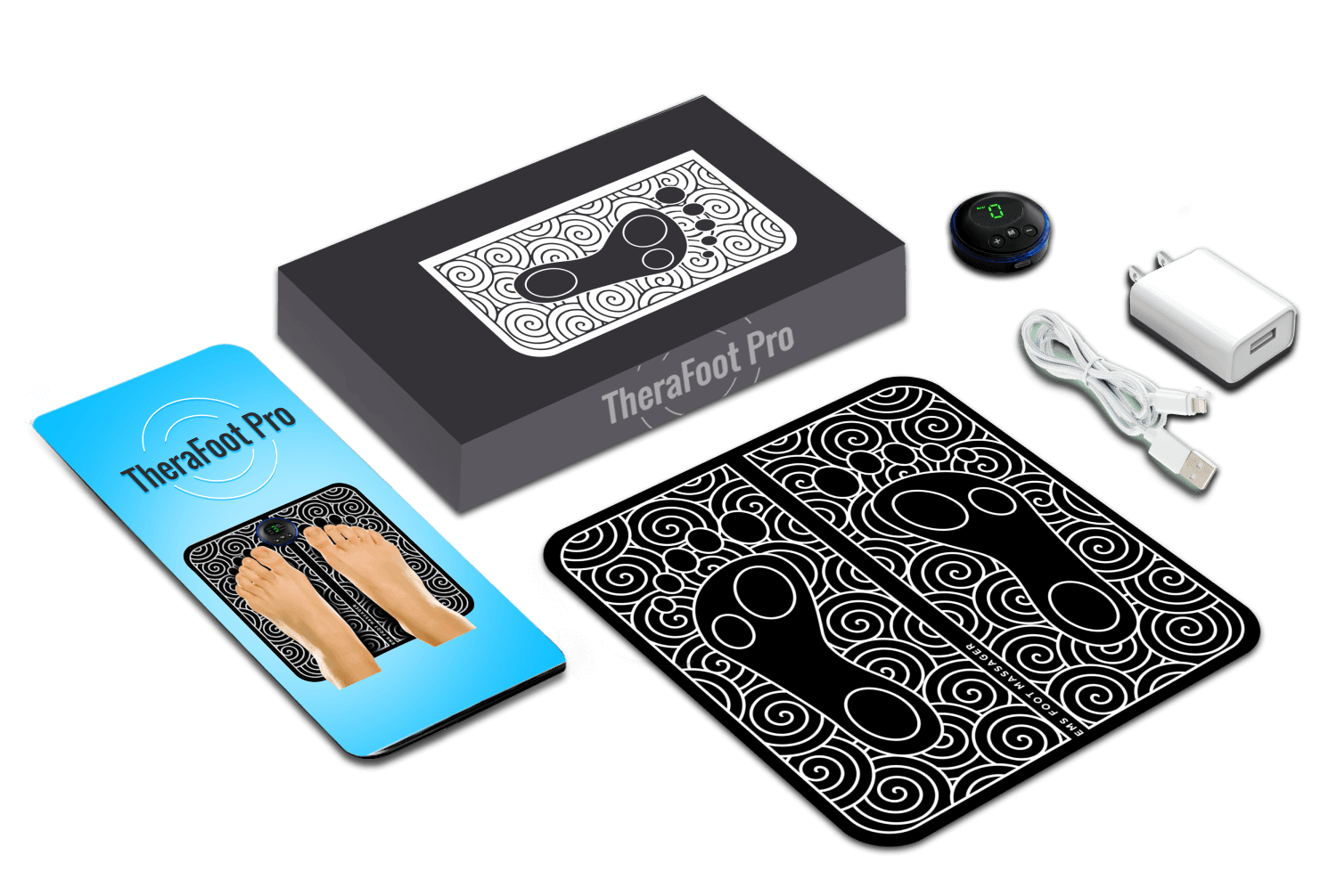 TheraFoot Pro User Testimonial and Fast Relief Results 2026 Woman holding TheraFoot Pro device with on-screen text promoting fast foot pain relief results