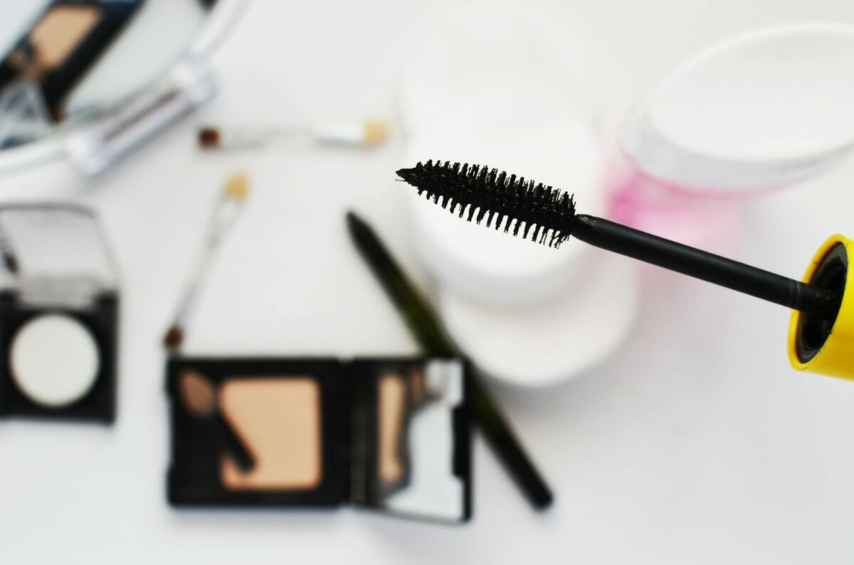 Beauty Routine Products for Flawless Makeup Application Flat lay of beauty and cosmetic products for a makeup routine